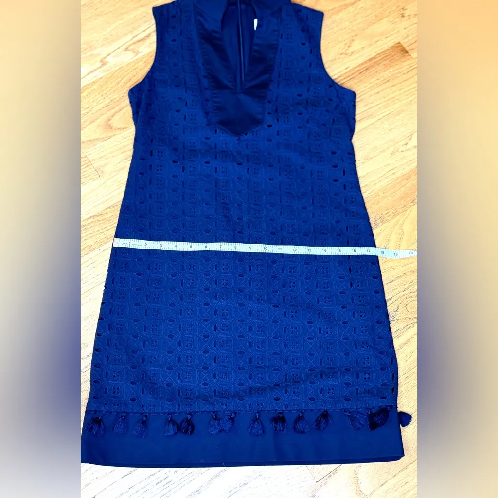 Eliza J V Neck Sleeveless Mandarin Collar Lace Shift Dress Navy Blue Size 4 - Image 11