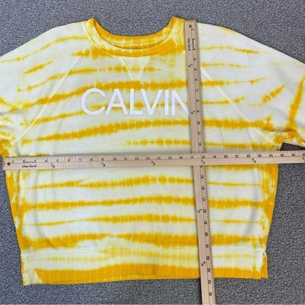 Calvin Klein Oversized Tie Dye Sweatshirt Yellow White Large - Image 14