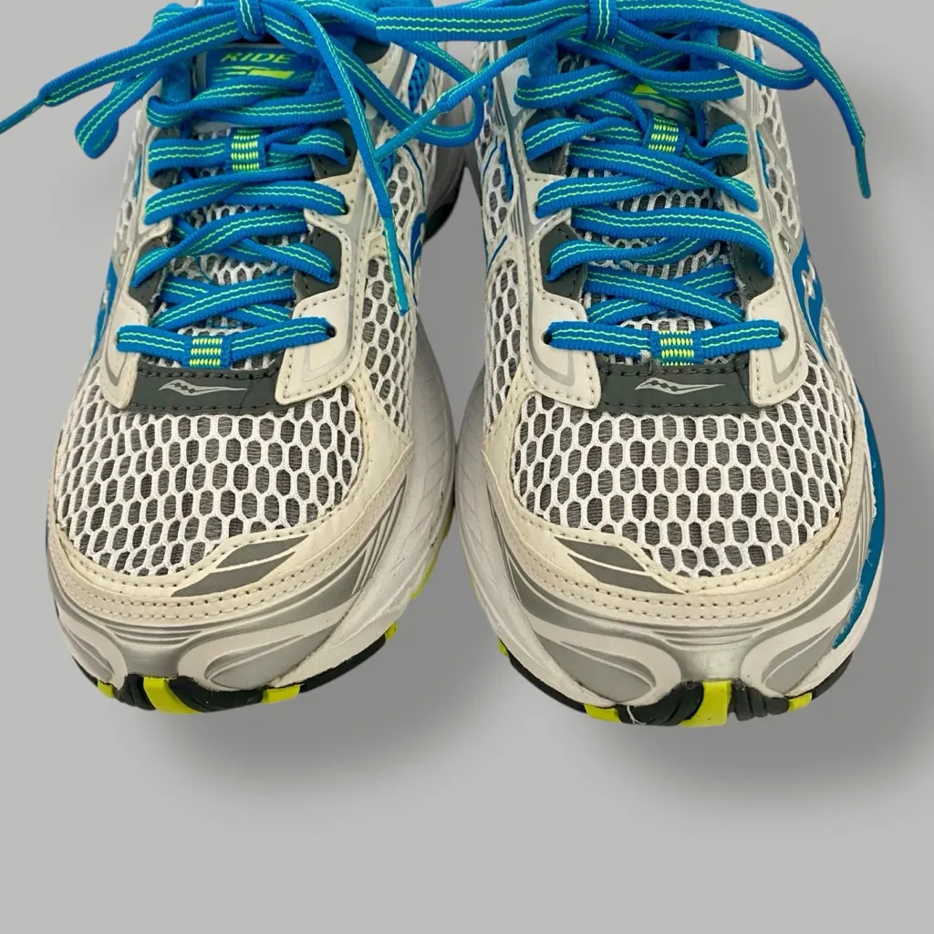 Saucony Ride 5 Running Shoe Athletic Sneaker White Turquoise Accent Shoes Size 7 - Image 3