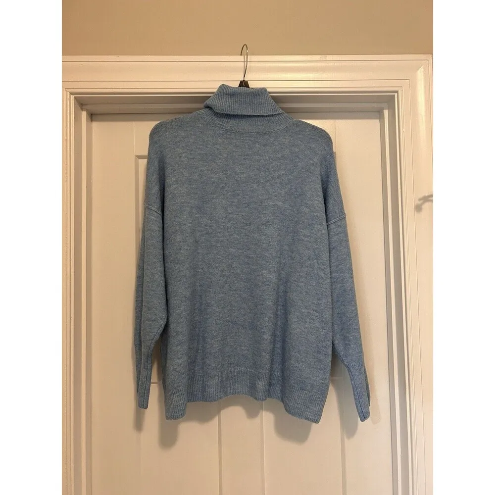 Vince Camuto Women's Long Sleeve Tight Knit Turtleneck Sweater Blue Size Medium - Image 6