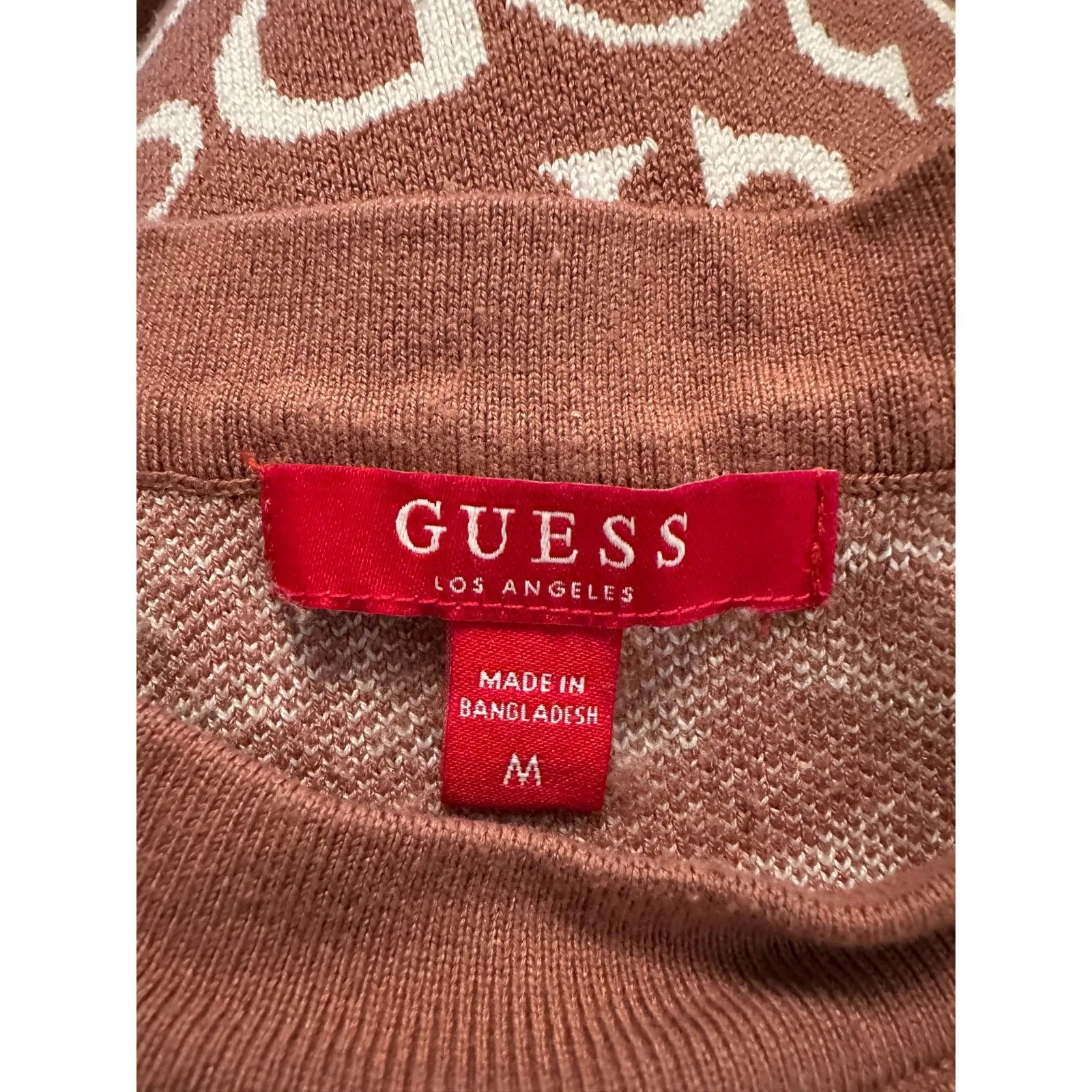 Y2K Guess Tan White Monogram Short Sleeve Top Size Medium - Image 3