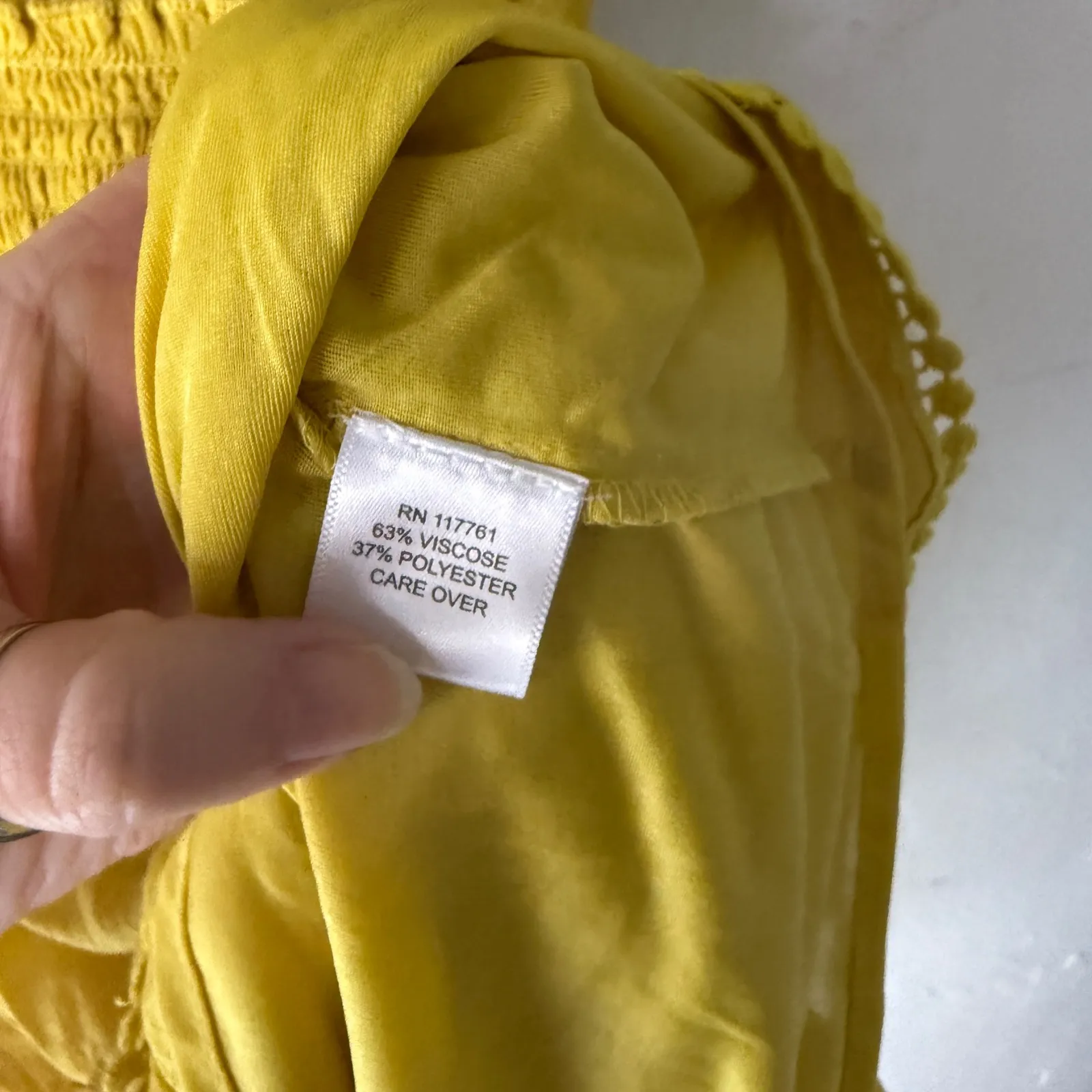 Speed Limit Yellow Smocked Tiered Mini Dress Puff Sl V Neck Ruffle Boho Cottage - Image 7