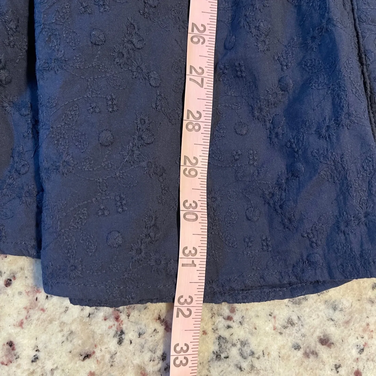 THE SHIRT ROCHELLE BEHRENS Navy Embroidered Button Up Shirt Ayla Dress Medium Black - Image 9