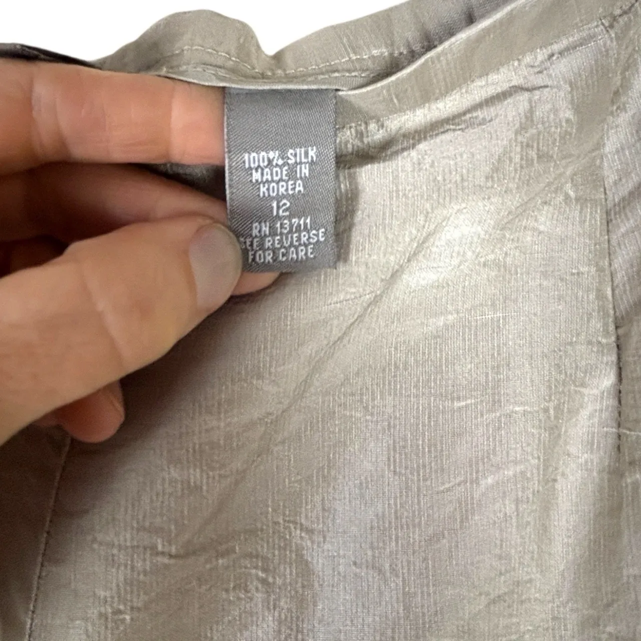 Vtg Valerie Stevens Sz 12 Tan High Rise Tapered 100% Silk Pants Tailored - Image 2