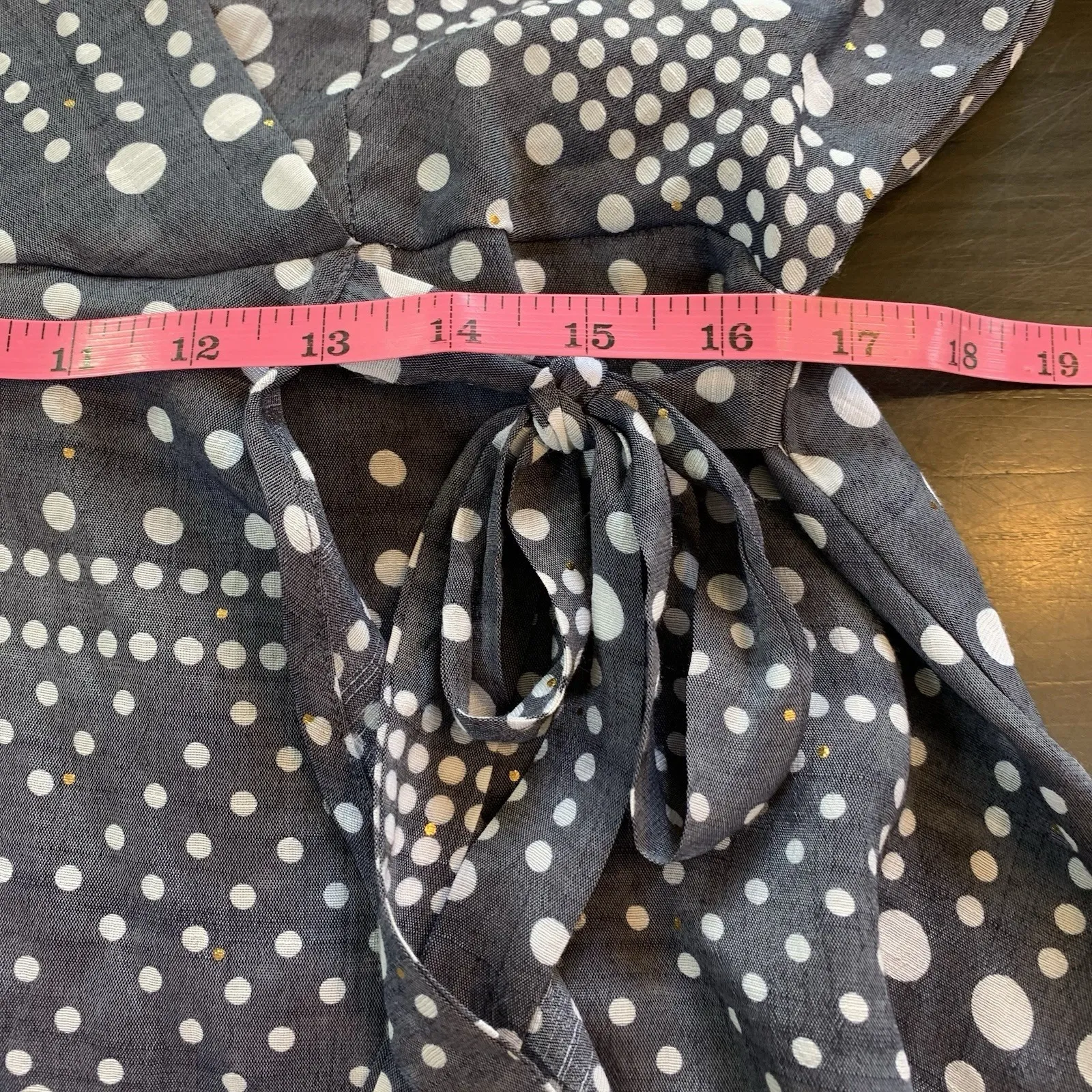Harve Benard Wrap Top 1X Blue Gold Polka Dots Ballerina Cottage Church‎ Office - Image 10