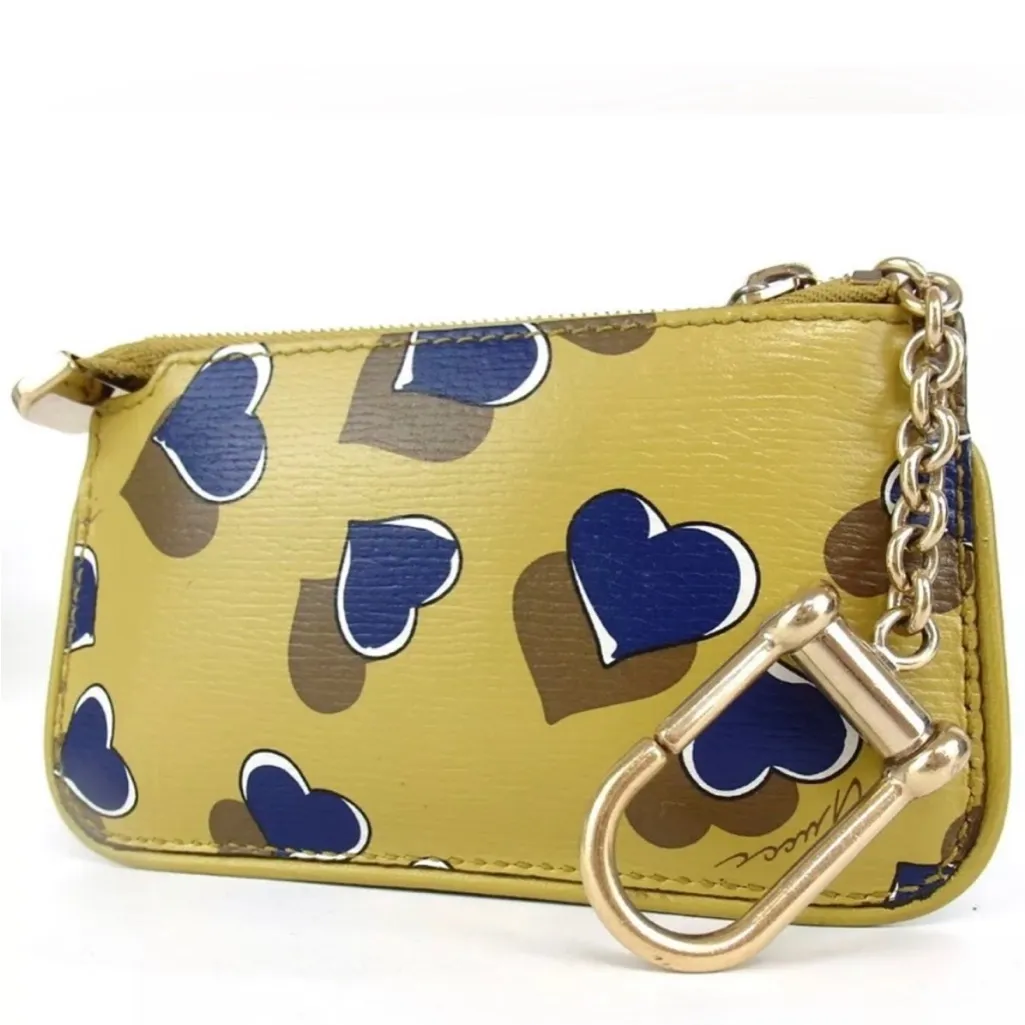 Gucci  Yellow and Blue Heart Pattern Key Pouch - Image 3