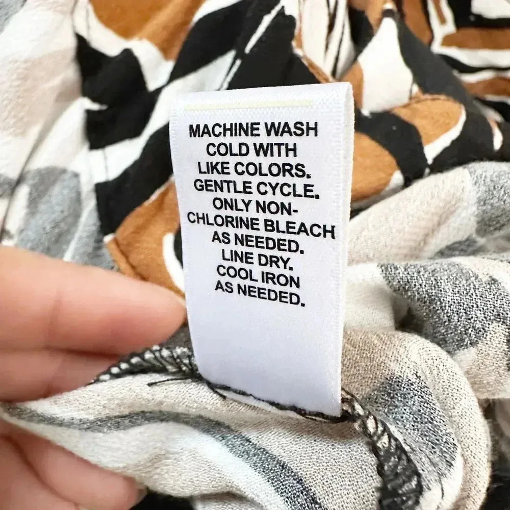 CATO‎ Size S Abstract Brown Black Floral Shift Maxi Dress Square Neckline - Image 7