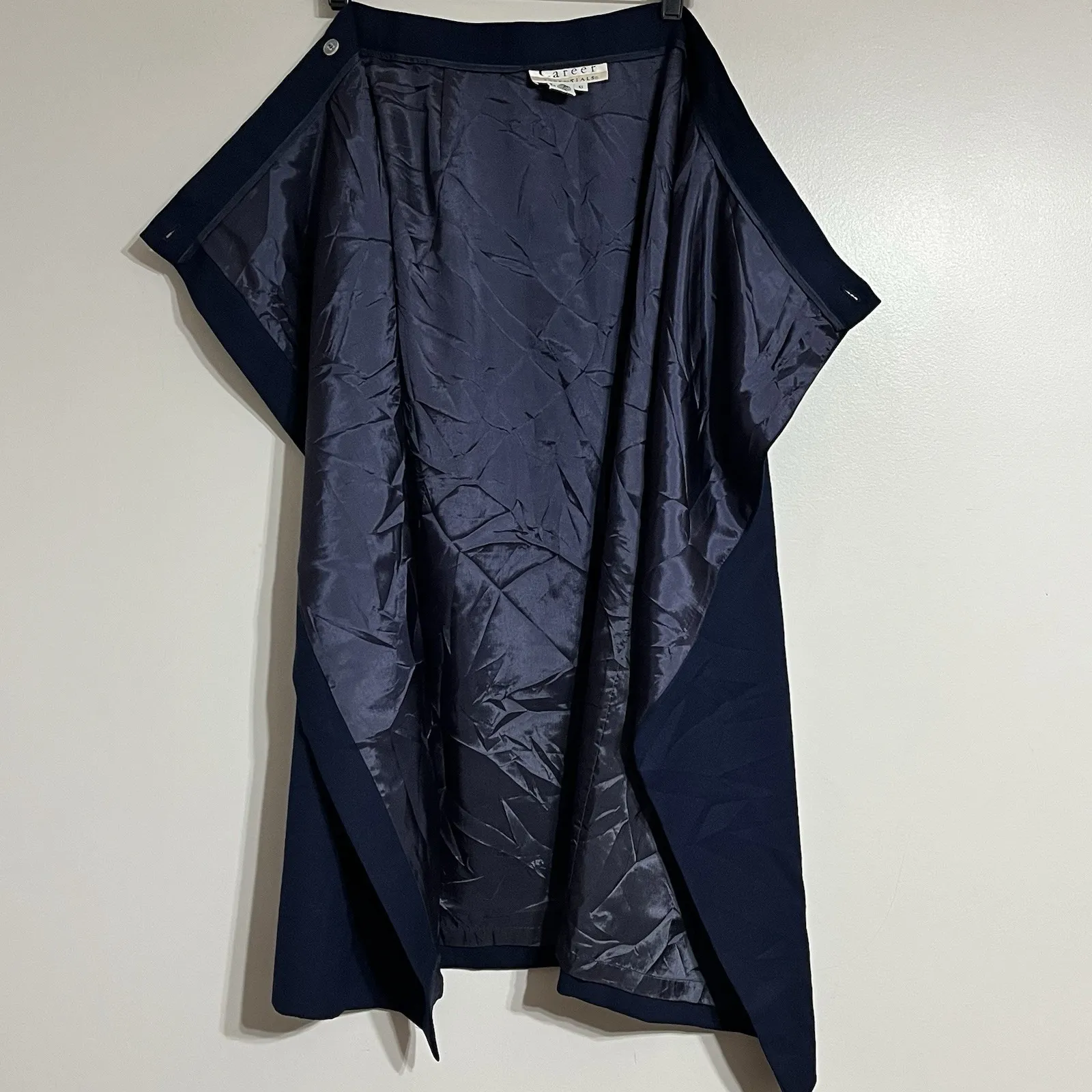 Vintage Women's Career Essentials 100% Wool Navy Blue Midi Wrap Skirt Size 6 - Image 3