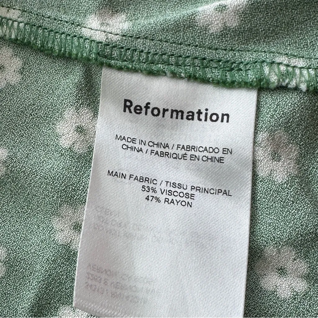Reformation Floral Print green Y2K Skater Mini Skirt 4 - Image 5