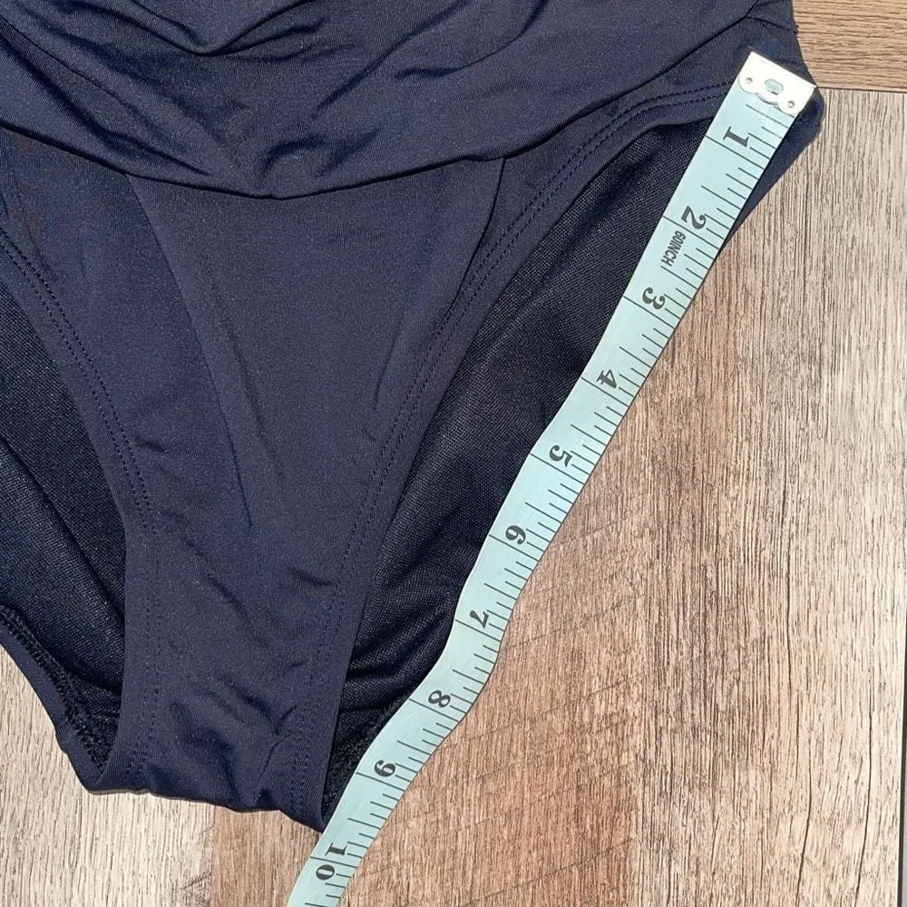 Bleu Rod Beattie Womens Ruffle Bandeau Wave Runner One-Piece Swimsuit Black Sz 4 - Image 7