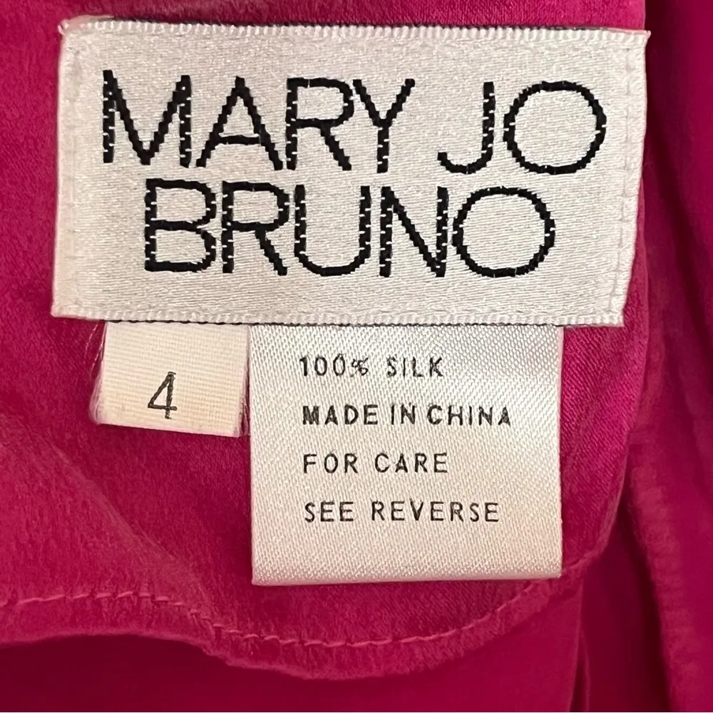 Vintage Mary Jo Bruno Pink 100%‎ Silk Knee Length Drape Dress Size 4 - Image 5