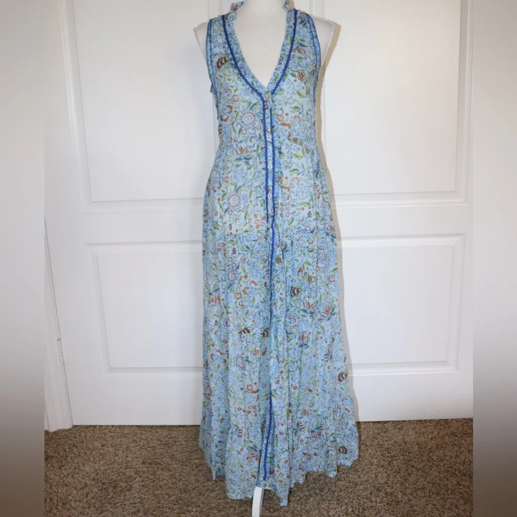 Poupette St. Barth Nana Maxi Dress in Blue Toulon Size Small - Image 2