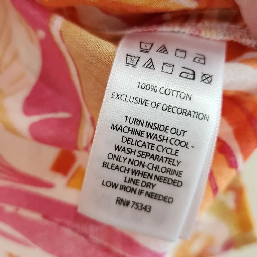 C&C California Floral Blouse Top Orange V-Neck Cap Sleeve Boho Casual Medium - Image 8