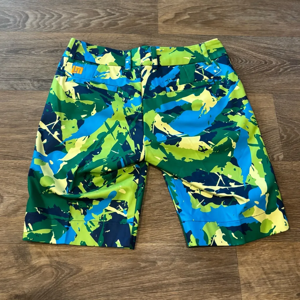 Loudmouth Golf Green Splatter Print Shorts Women’s Size 2 Bold Retro Athletic - Image 2