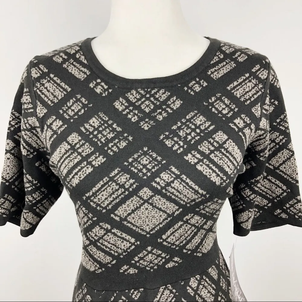 NWT Nina Leonard Plaid Printed Ruffle Hem Knit Dress Large Office Job Career - Image 6