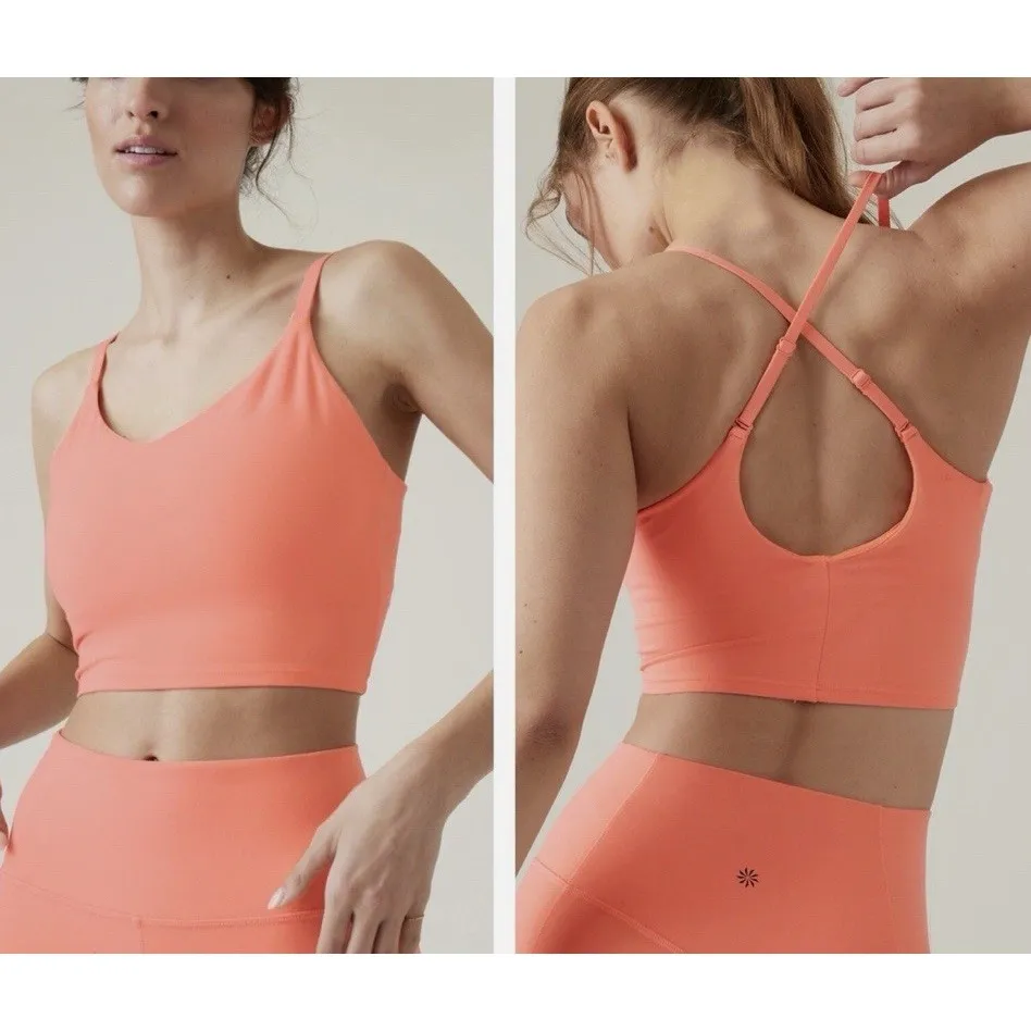 Athleta Elevation Longline Sports Bra Women XL Coral Athletic Workout Yoga Gym - Image 3