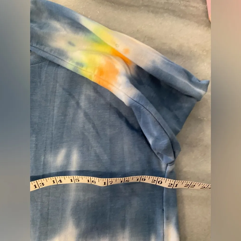 Jolie & Joy Size M Long Sleeve Crew Navy Blue Tie Dye Stripe Terry Sweatshirt Size M - Image 6