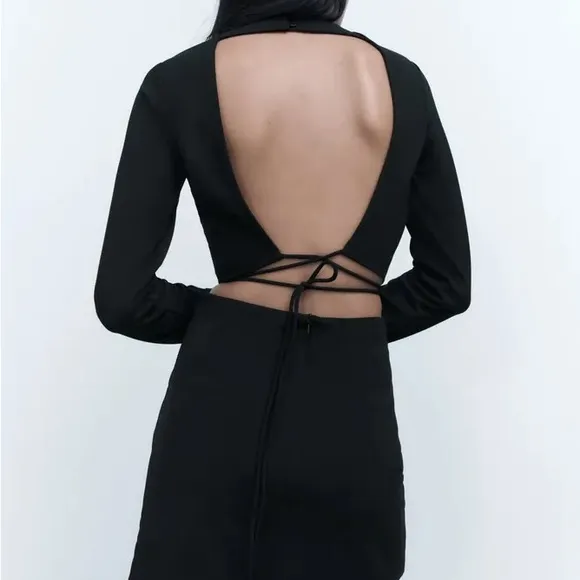 ZARA  BLACK CROP TOP WITH BOW 8120/332 NWT - Image 2