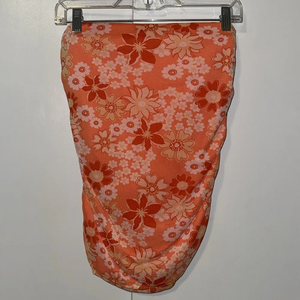 No Boundaries Mesh SET w Top & Ruched Skirt Orange Mod Floral Women’s M 7-9 - Image 6