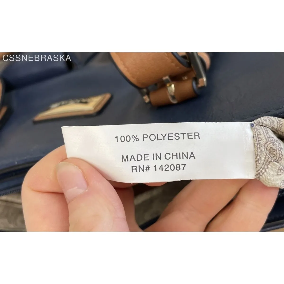 Simply Noelle Navy Blue‎ and Tan Women's Large Satchel Bag - Image 12