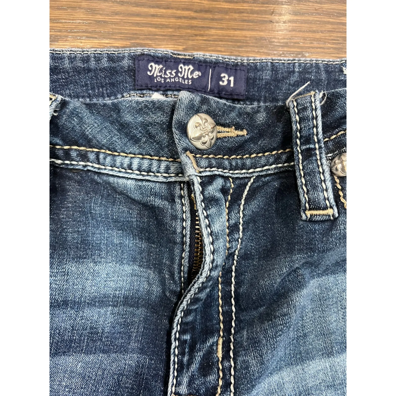 Miss Me Curvy Straight Jeans Size 29L Distressed Blue Denim Inseam 34 Women’s - Image 9