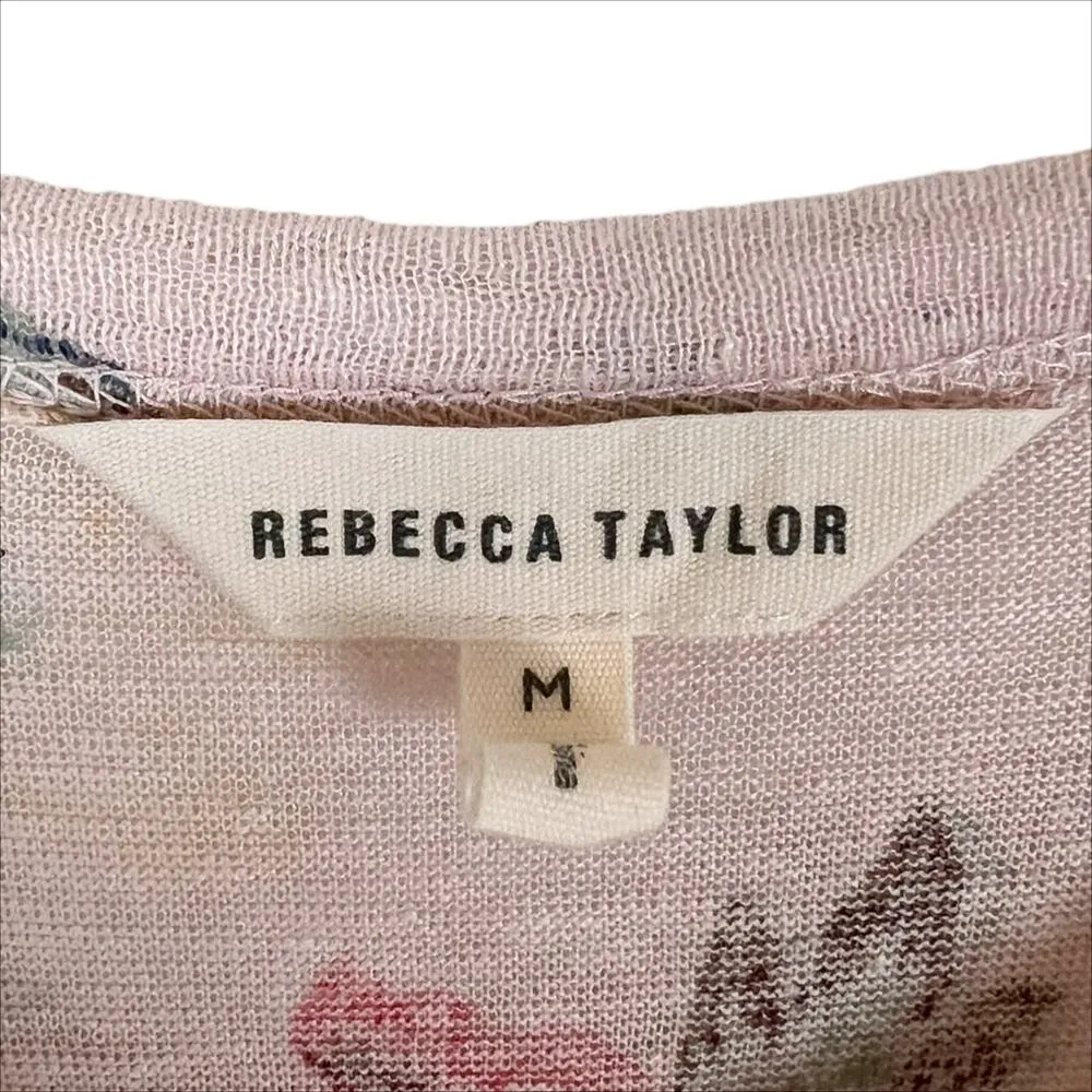 Rebecca Taylor Sleeveless Marlea Pink Floral Jersey Dress Size Medium - Image 6