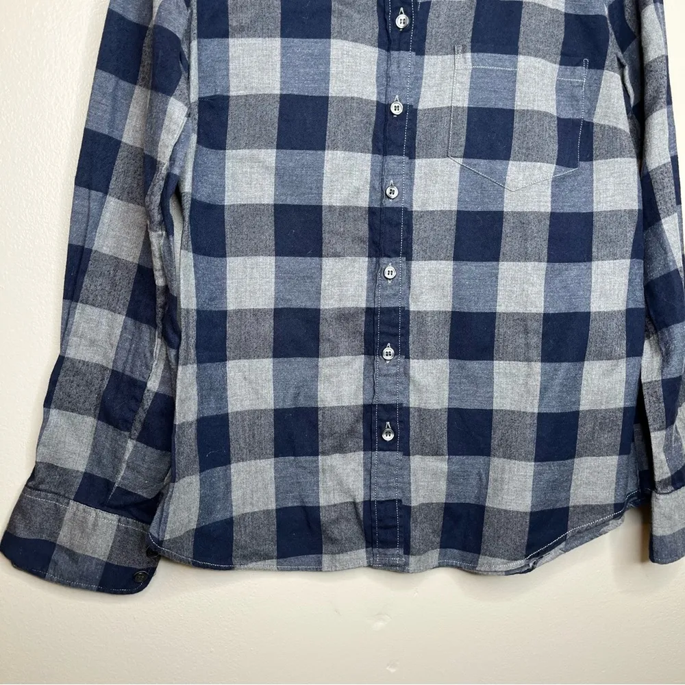 J. Crew Button Down Navy Plaid Checkered Long Sleeve Shirt Size Small - Image 8
