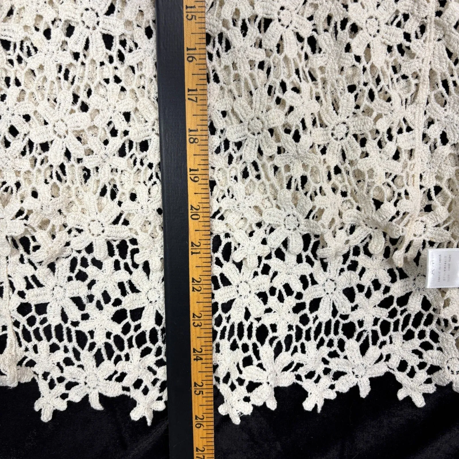 Flower Crochet Top Womens OSFM Ivory 3/4 Sleeve Boho Festival Fairy Beachy Party Size undefined - Image 10