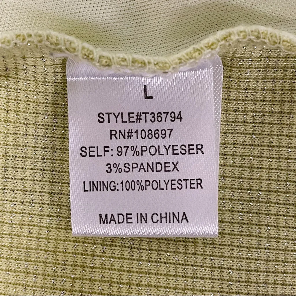 Sweet Rain Lime Silver One Shoulder Waffle Knit Top Metallic Silver Sparkles - Image 7