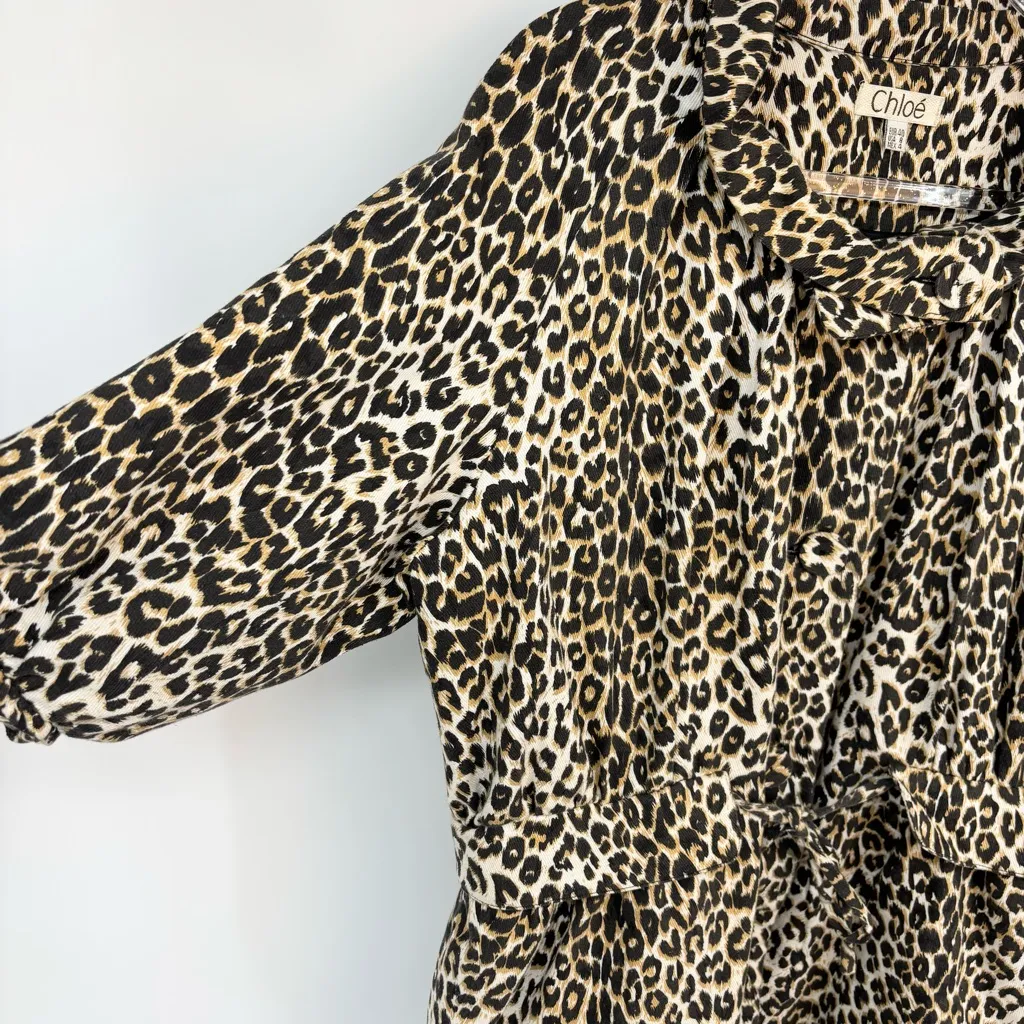 Chloe Leopard Print Coat Size 8 - Image 10