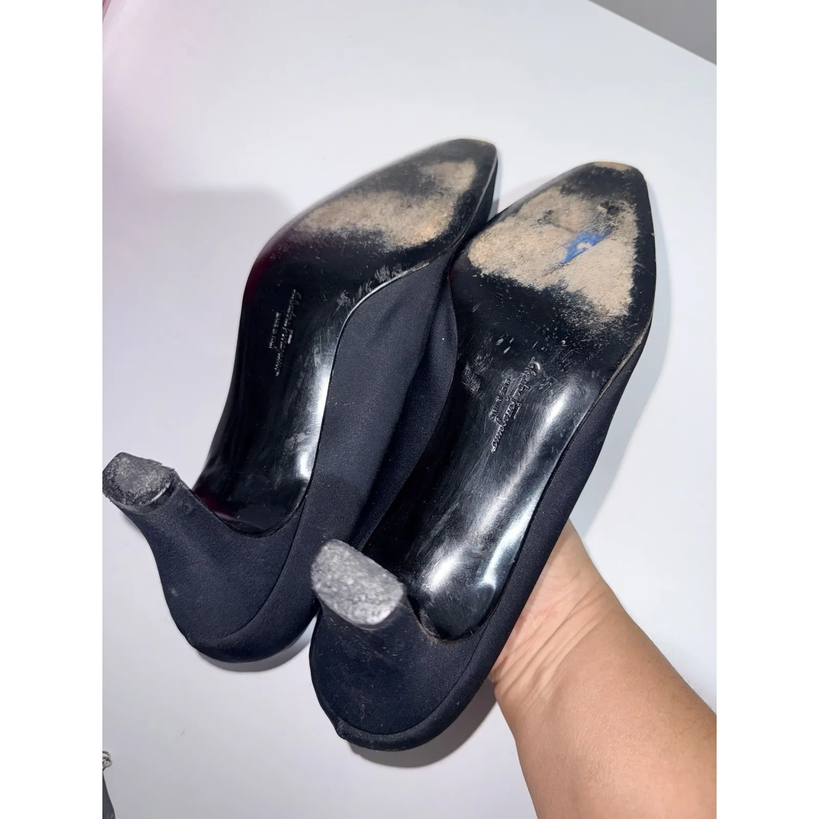 Salvatore Ferragamo Boutique CUP-TOE Pump Women's Shoes Size 9 B Black Sateen J - Image 7