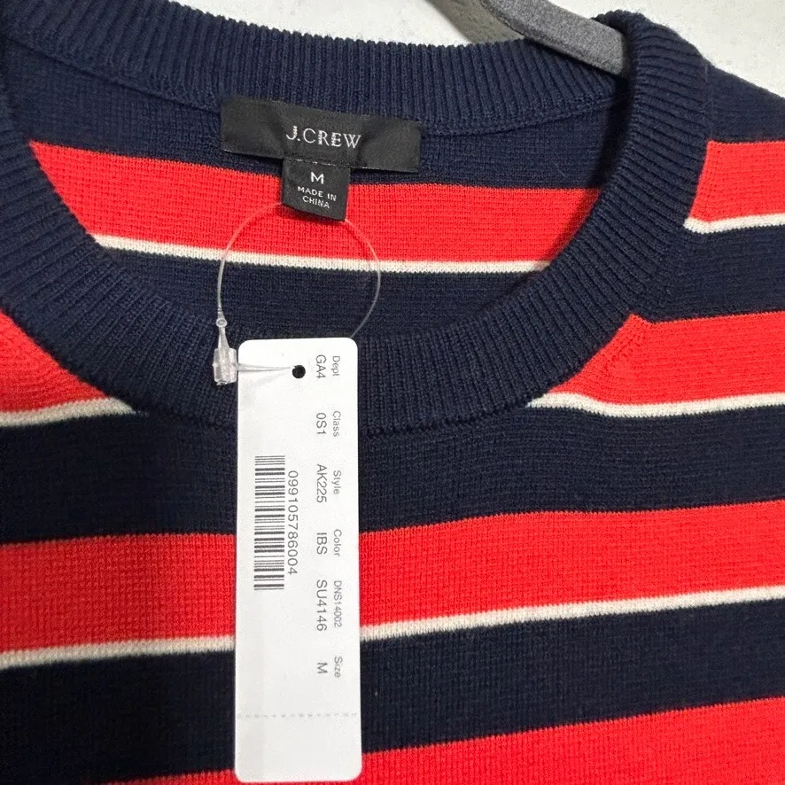 NEW J. Crew Short-Sleeve Striped Sweater Knit Dress Red Blue Wool Md Academia - Image 8