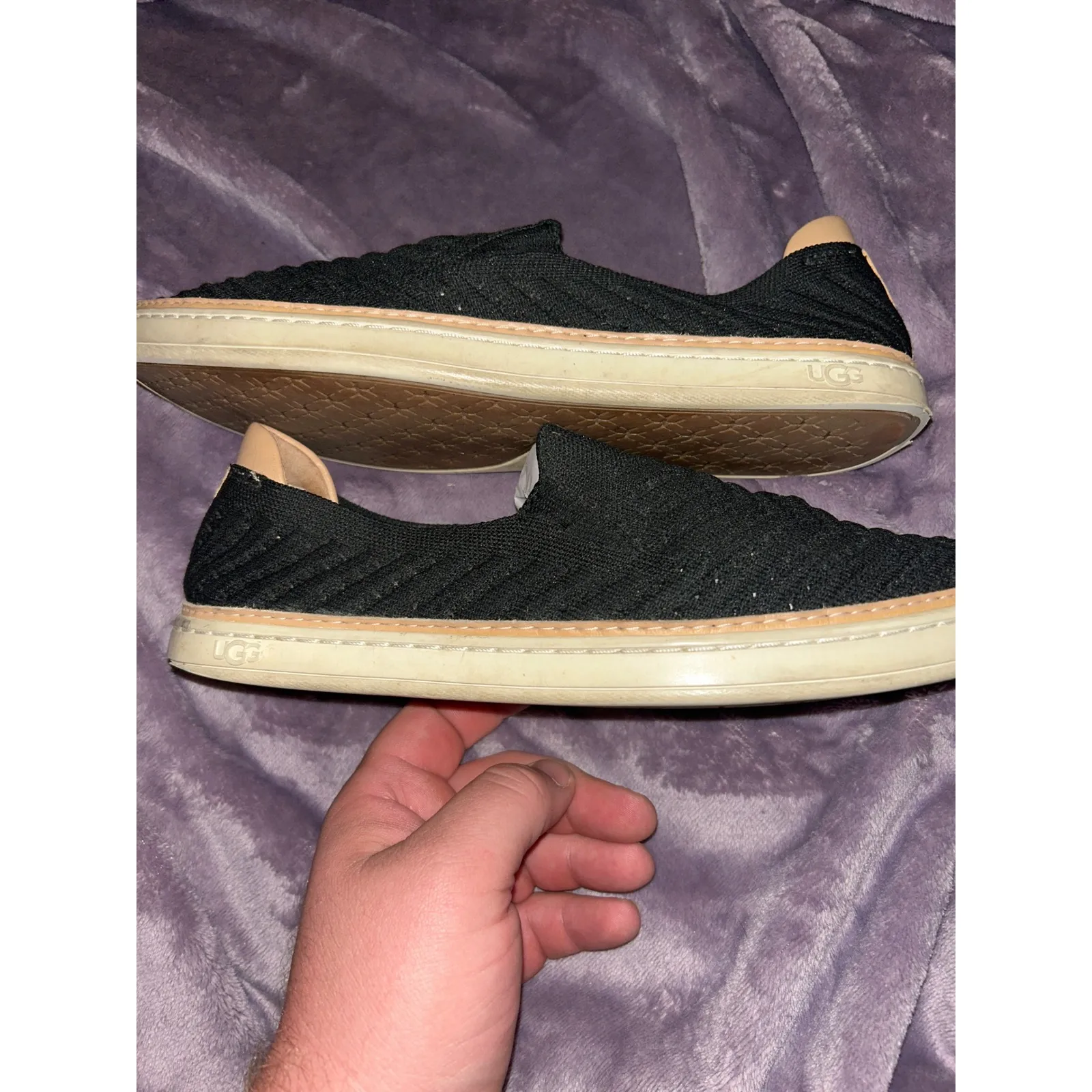 UGG Black Knit Slip On Casual Comfort‎ Shoes Sneakers Women's Size 8.5 - Image 2