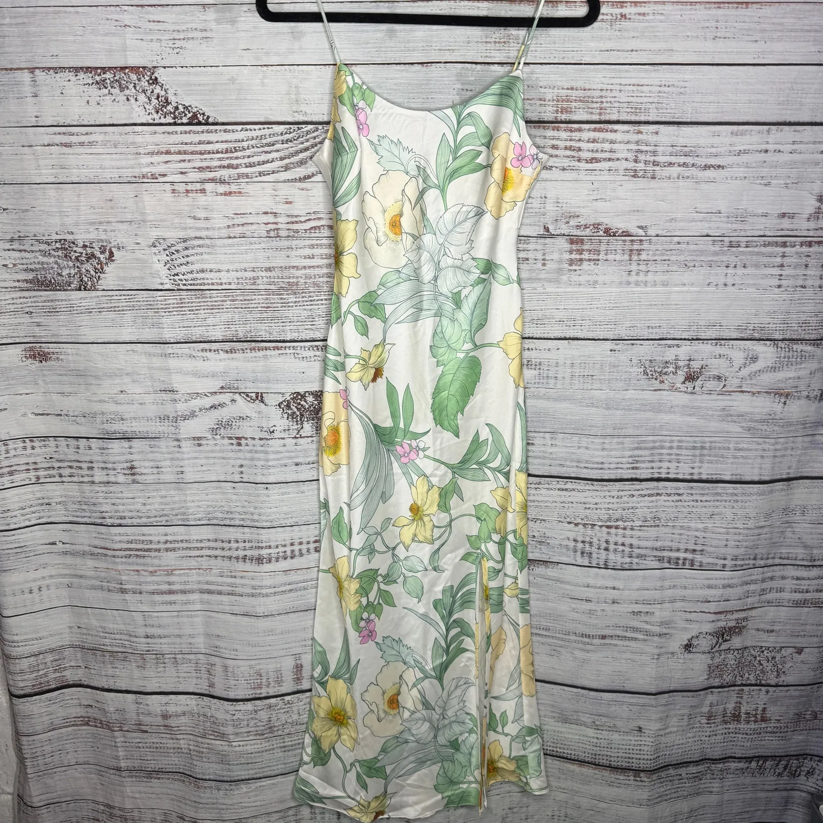 ASOS DESIGN Floral Slip Midi Dress White/Yellow/Green – Size US 4 - Image 3