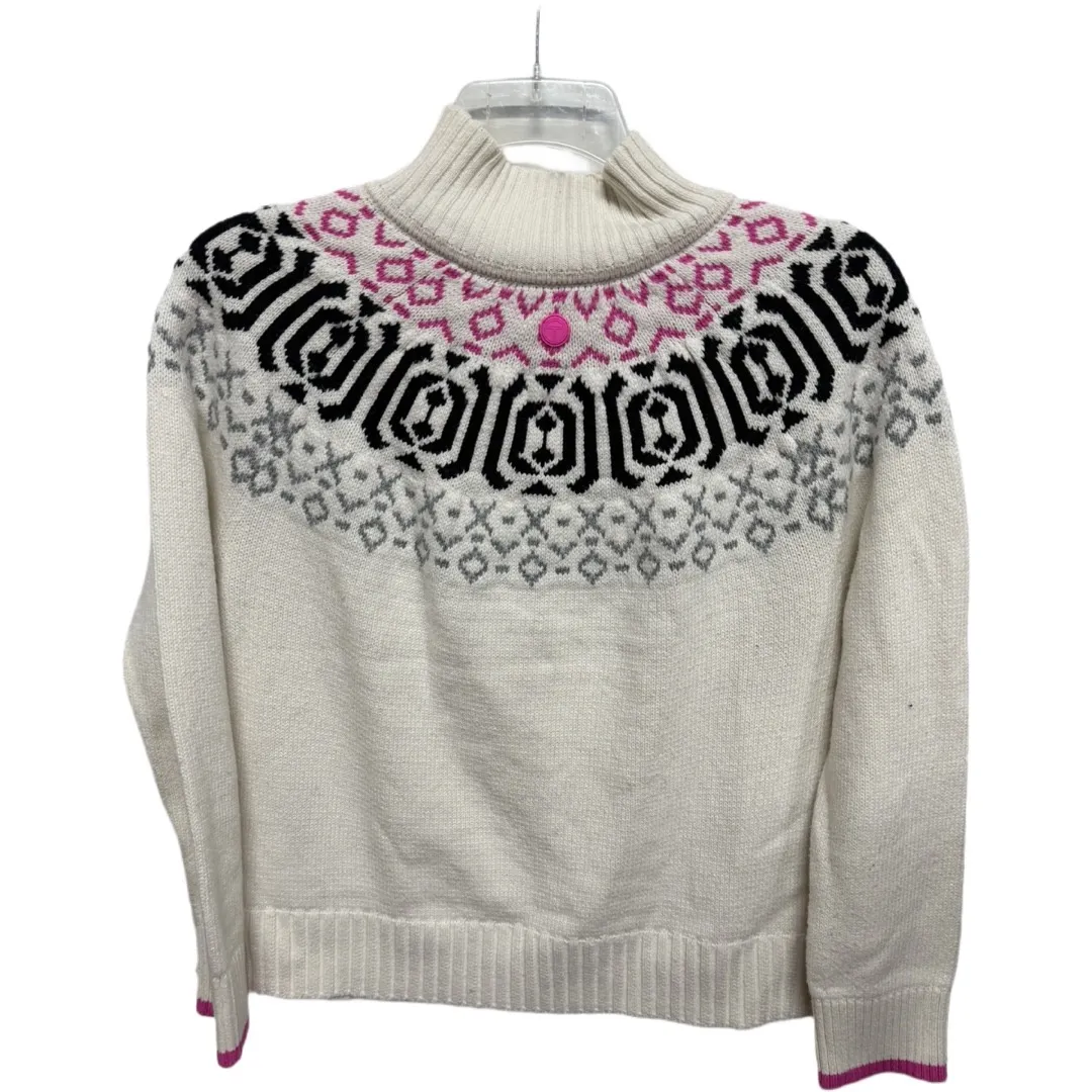 Talbots Half Zip Wintery Geo Sweater Size Large Petite White Pullover Grannycore - Image 5
