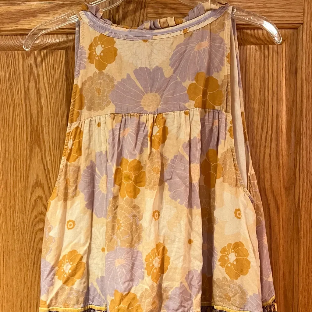 Carolina K Isidora Vall Kaftan Tiered Ruffle Floral Print Maxi Dress Size Large Yellow - Image 14