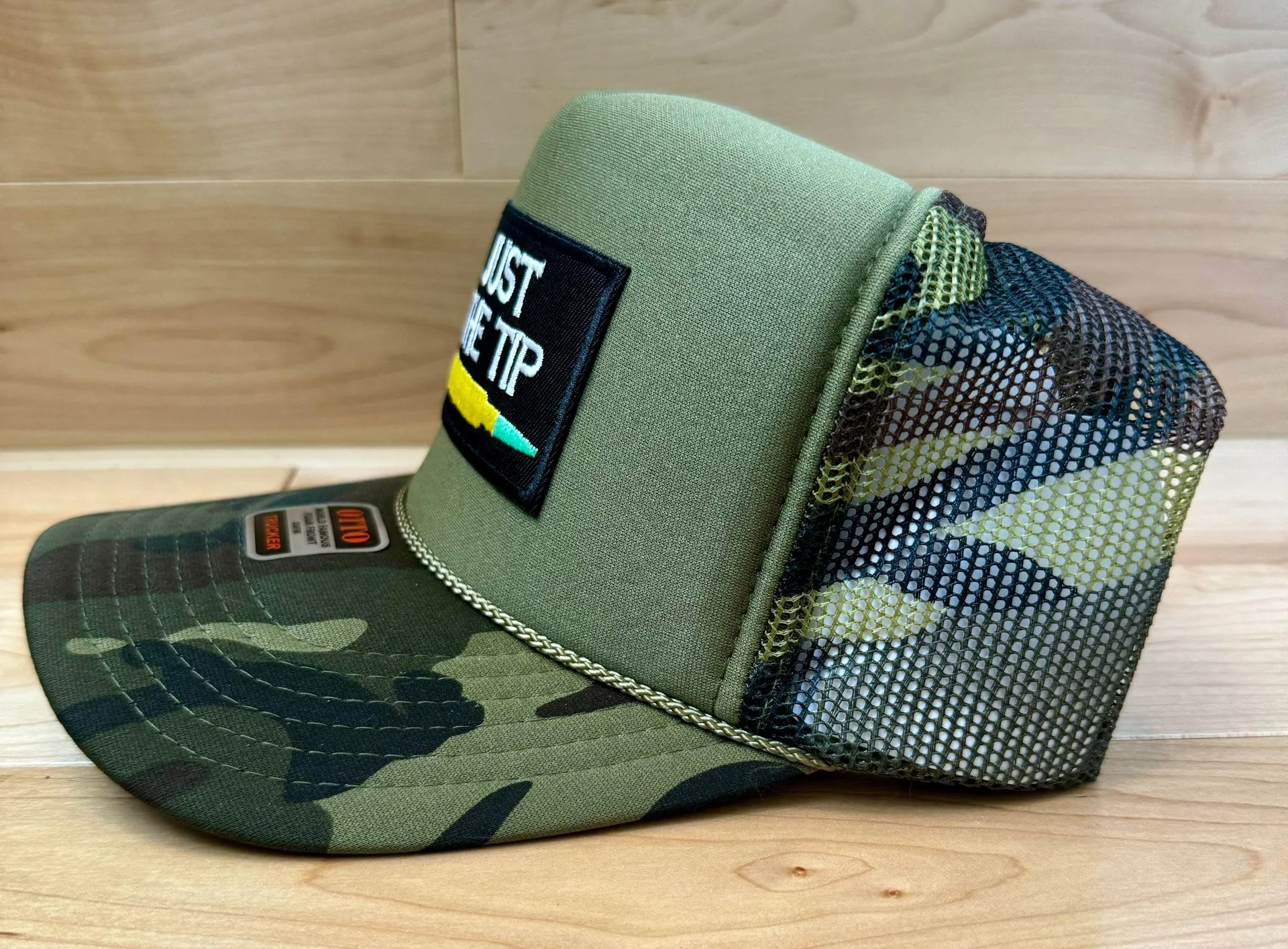 Just The Tip Camo Mesh Trucker Hat - Image 2