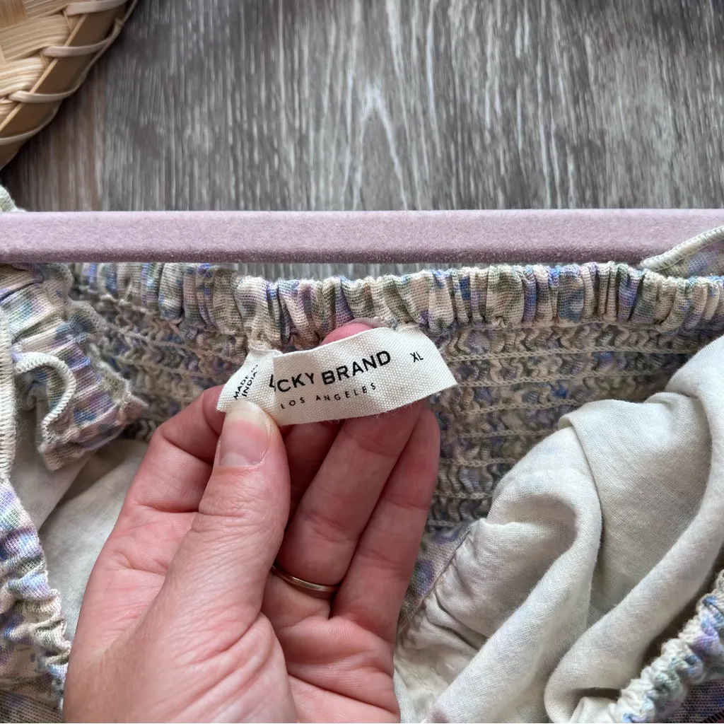 Lucky brand floral linen blend milkmaid mini dress coquette dainty‎ - Image 6