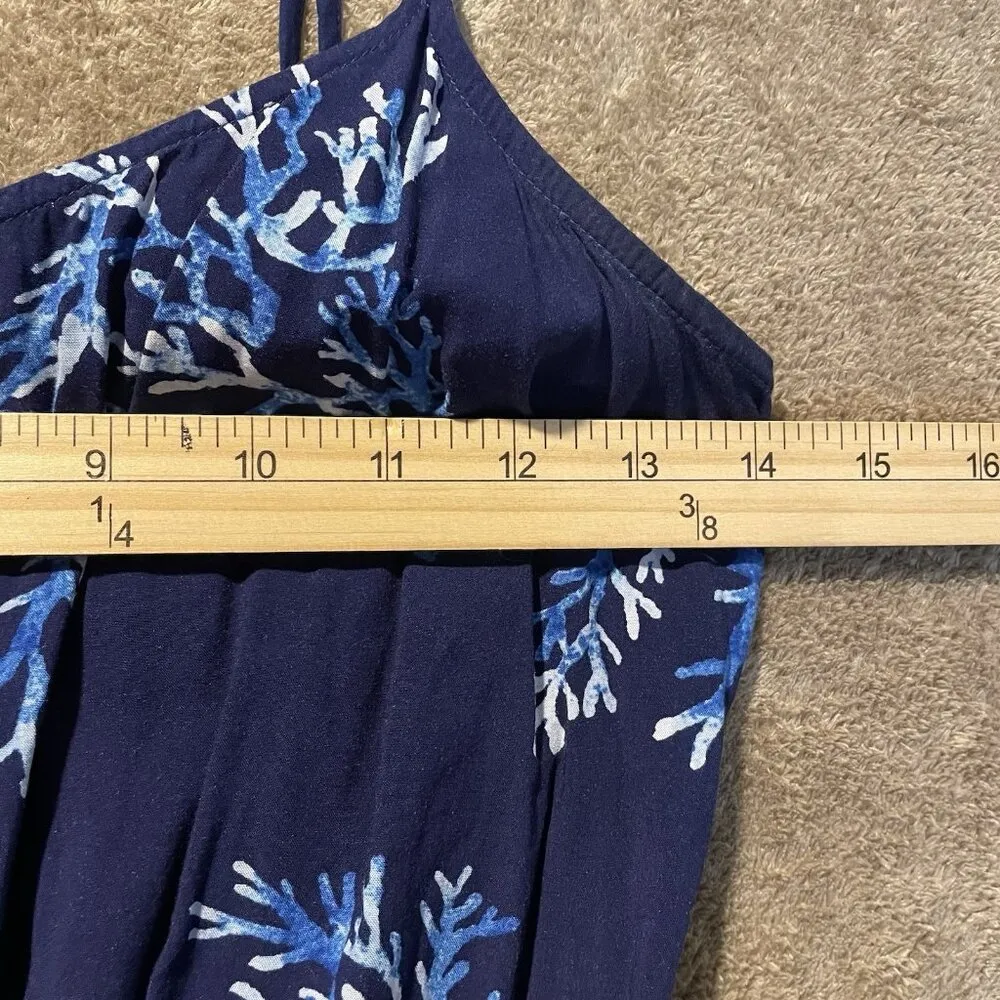 Old Navy Dress Womens Small Poplin Cami Navy Blue Knee Sun Adjustable Coastal - Image 5