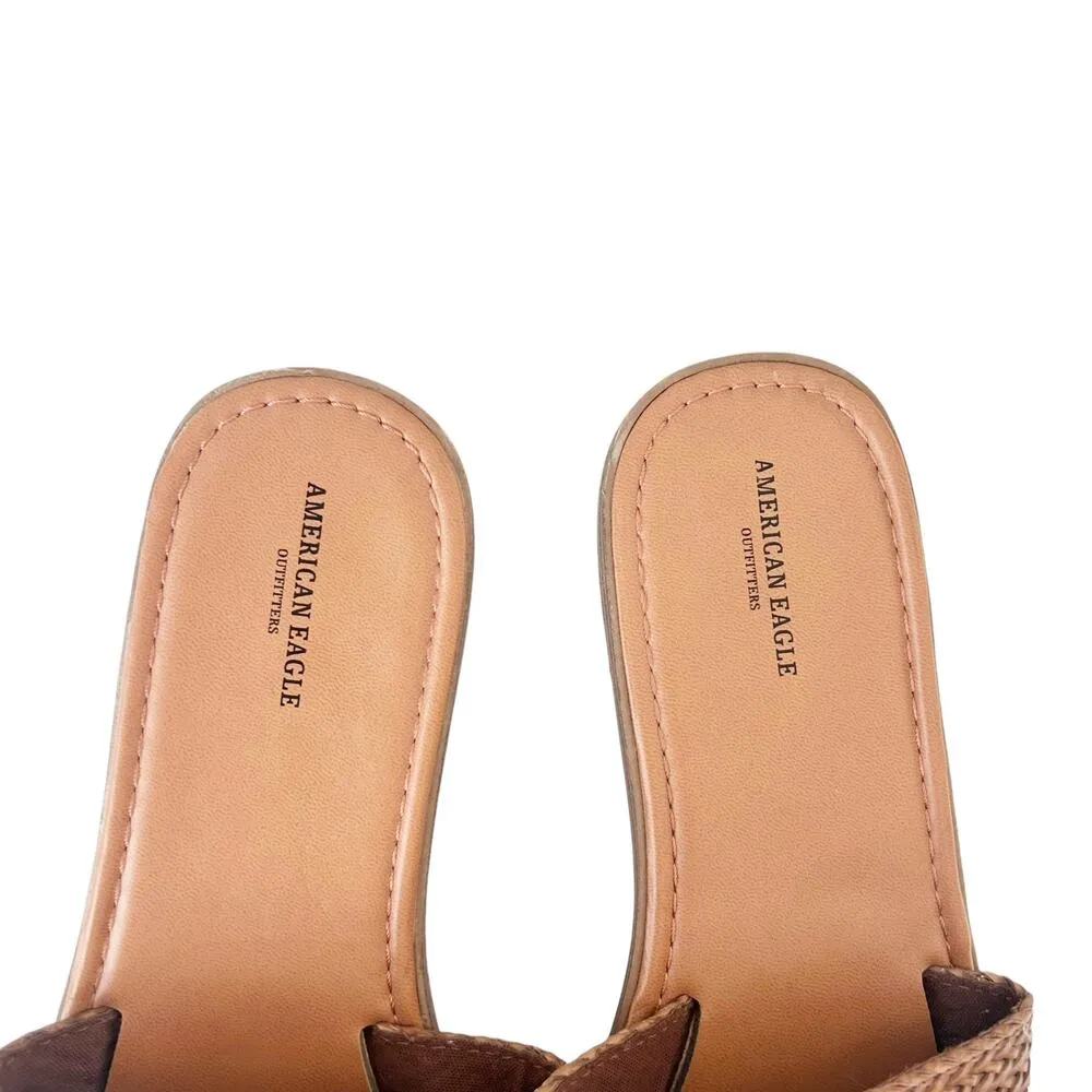 American Eagle Brown Braided Slides Sandals Sz 9 - Image 3