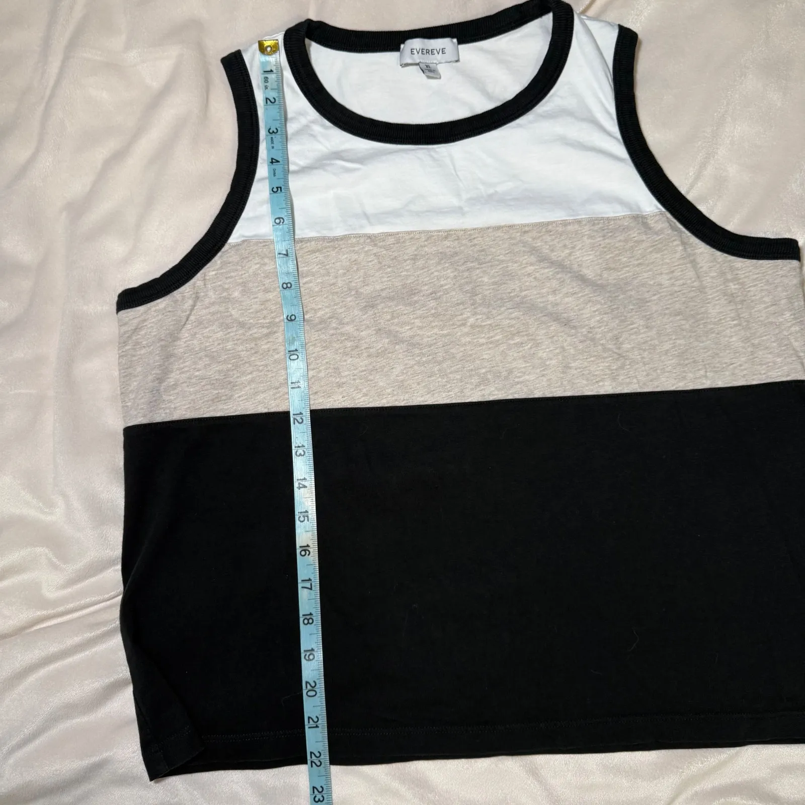 Evereve Colorblock Tank Top White Tan Black Sleeveless Women's XL - Image 8