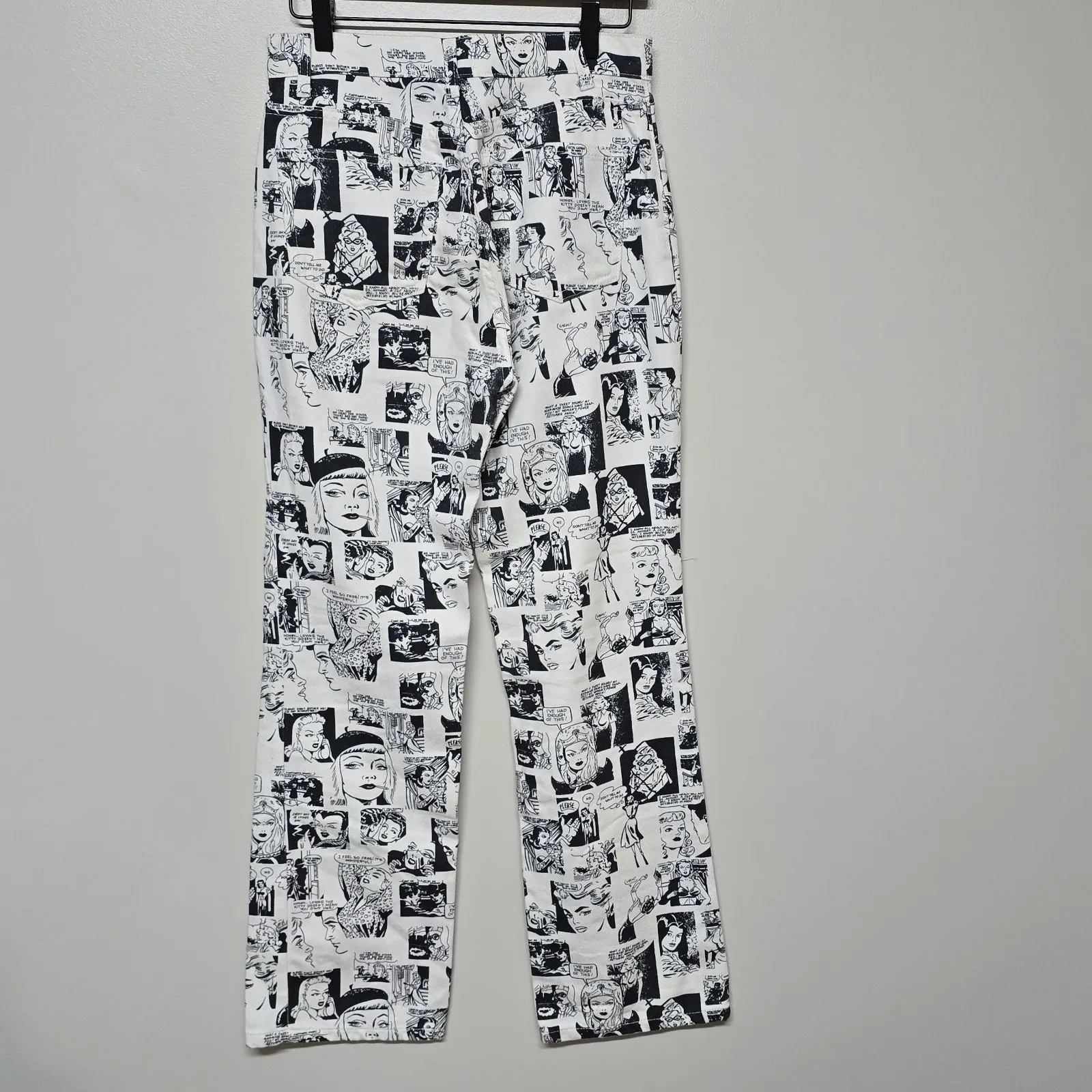 Reformation Newsprint Comic Jeans‎ 26 White Black Denim Straight Leg HIgh Rise - Image 4