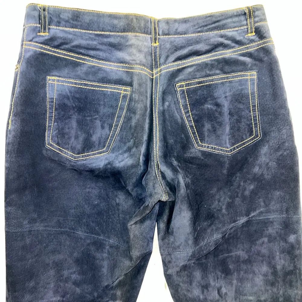 Isaac Mizrahi for Target Navy Blue Suede Leather Jeans Pants Size 4 - Image 8