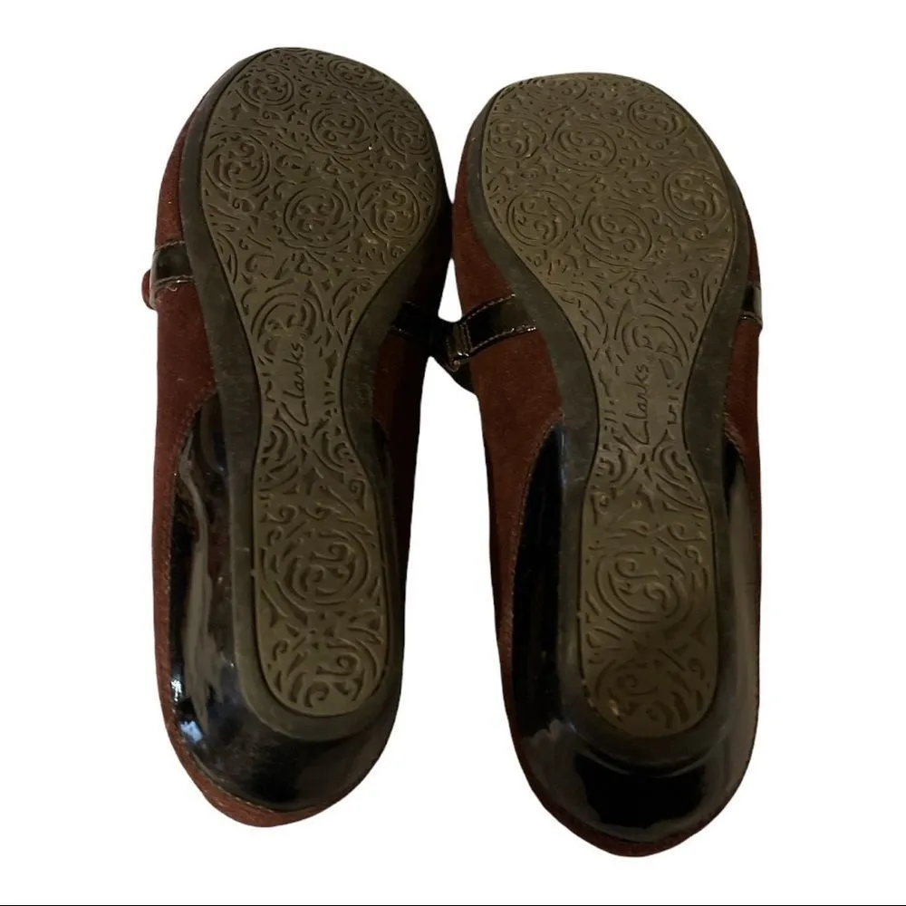 Clarks Artisan Purple Suede and Leather Slip On Low Wedge Loafers 8 - Image 10