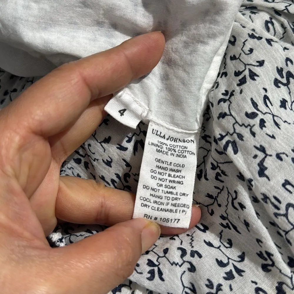 Ulla Johnson Anja Ruffle Dress Porcelain Floral Print Ruffle Sleeve Dress size 4 - Image 13