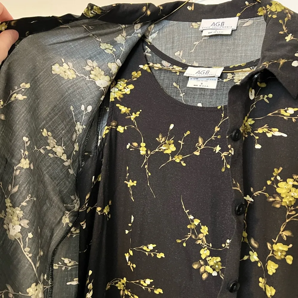 AGB Black and Yellow Floral Maxi Dress Set Size M - Image 2