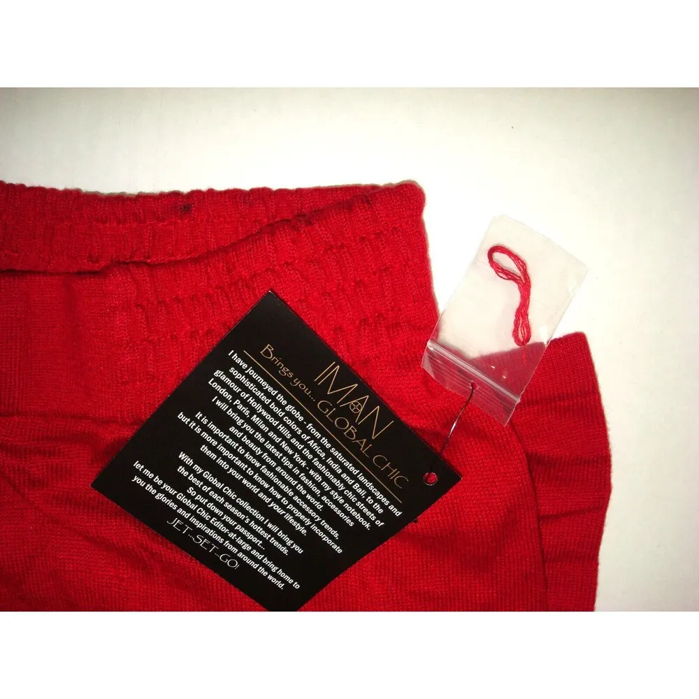New NWT Womens L IMAN Global Chic Cashmere Blend Red Palazzo Pants Wide Leg 33" Size L - Image 5