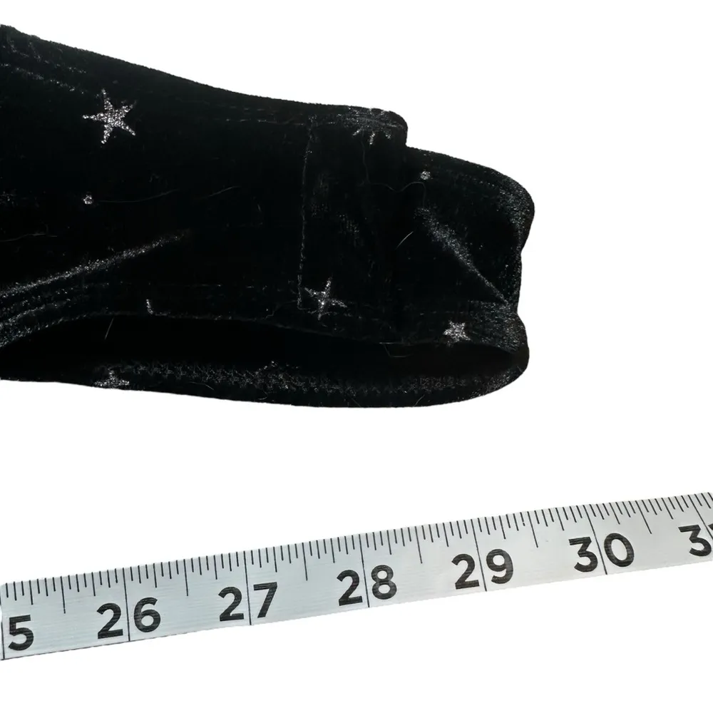NEW  Black Long Sleeve Velvet Celestial Stars Moons Sun Silver Metallic Small - Image 9