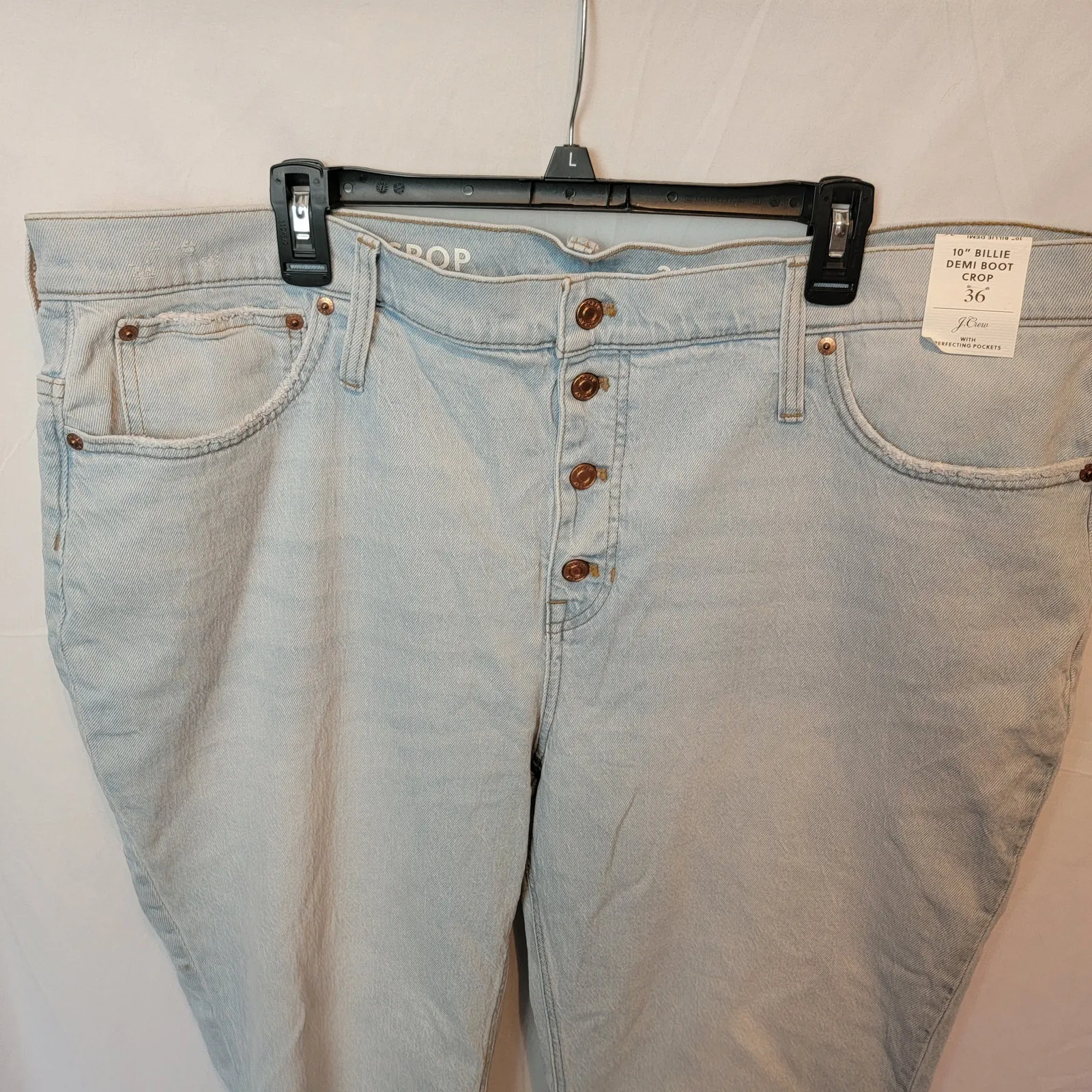 J Crew Light Wash Mid Rise Billie Demi Boot Cropped Bootcut Flare Jeans Size 36 Blue - Image 3