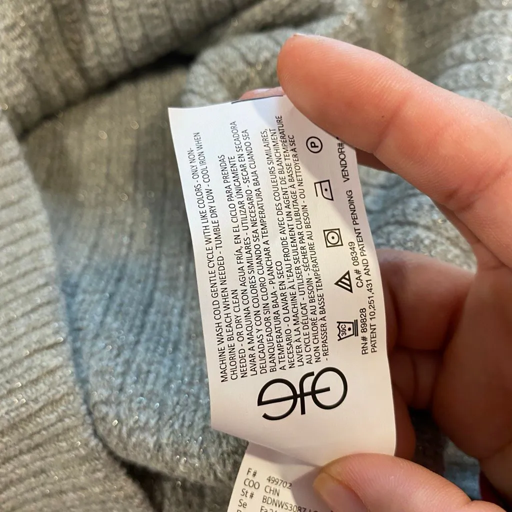 Nine West Jeans Ribbed Sweater Dress Light Olive Heather V Neck Size Small NWT - Image 12